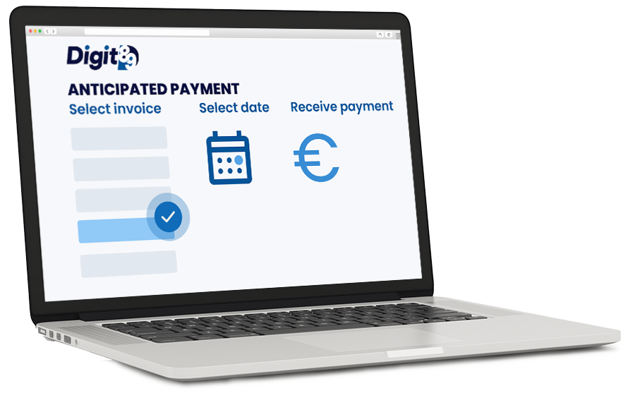 Le paiement anticipé de vos factures - Digit89 - ordinateur dashboard collaborative reverse factoring